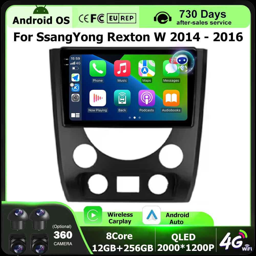 Android 16 Auto For SsangYong Rexton W 2014 - 2016 Car Radio Multimedia Video Player GPS N
