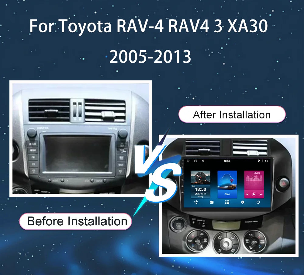 Android 15 Radio Stereo For Toyota RAV-4 RAV4 3 XA30 2005 -2013 Auto Multimidia Video Play