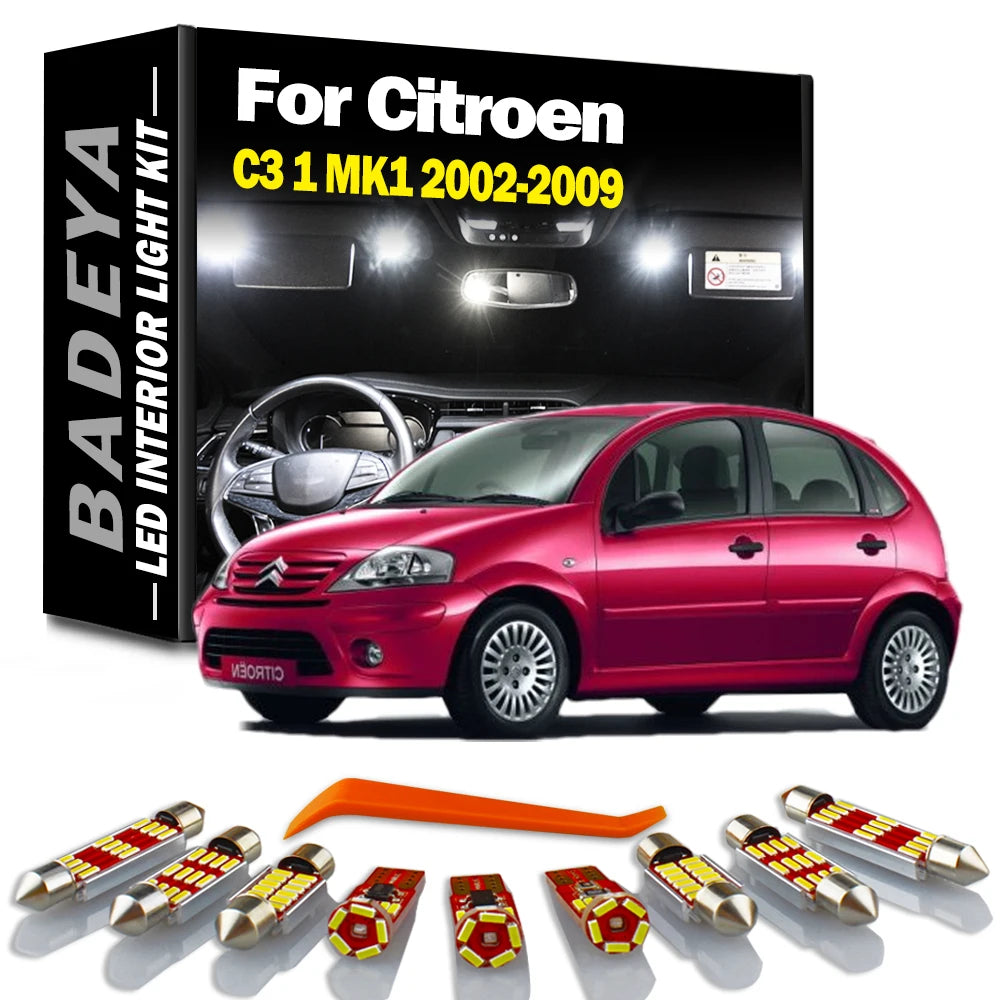 10-Piece LED Interior Light Kit for MK1 C3 - Canbus Error-Free Interior Bulbs