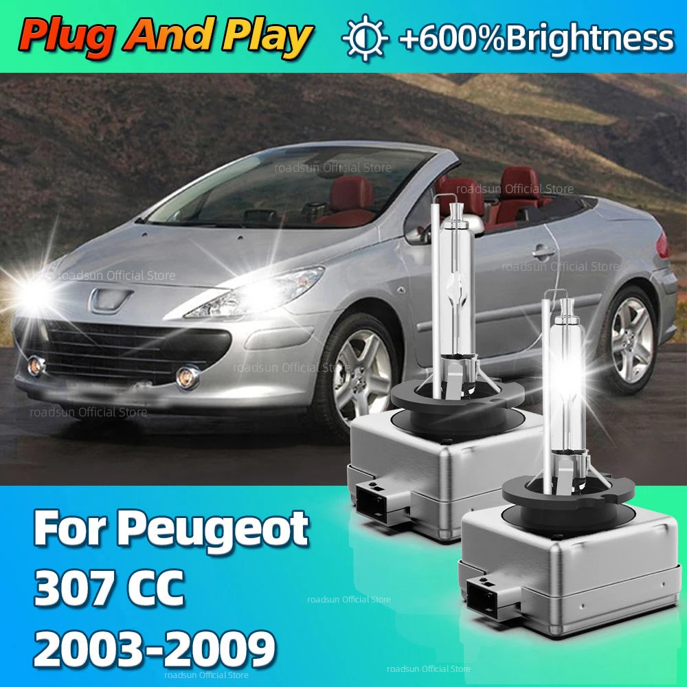6000K HID Bulb Xenon Headlight Replacement 35W Car Lamp For Peugeot 307 CC 2003 2004 2005