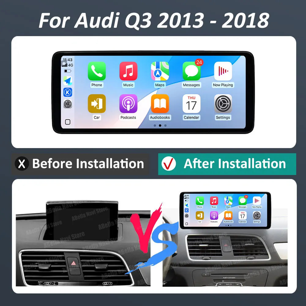 12.3'' Android 16 for Audi Q3 2013 - 2018 Car Radio Multimedia Player BT 4G GPS DSP Stereo
