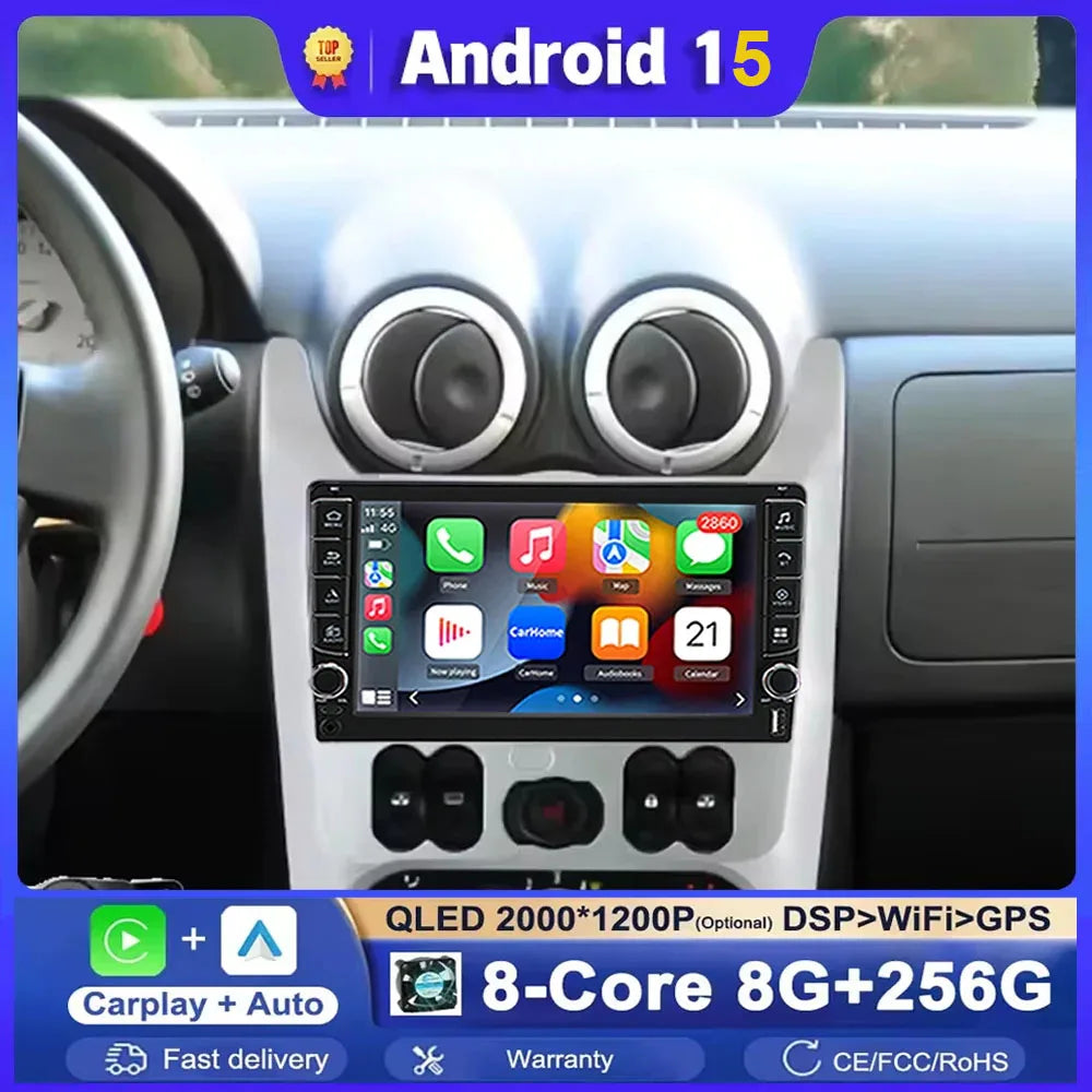 Android 15 Car Radio Multimedia for Lada Renault Logan 1 Sandero 2009-2015 Dacia Duster Ca | AUTOKITSHOP