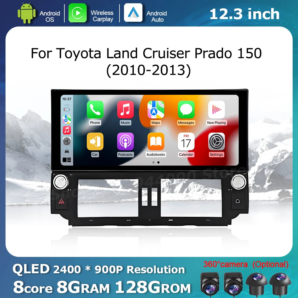 Carplay Android Auto for Toyota Land Cruiser Prado 150 2010 - 2013 Multimedia Radio Player