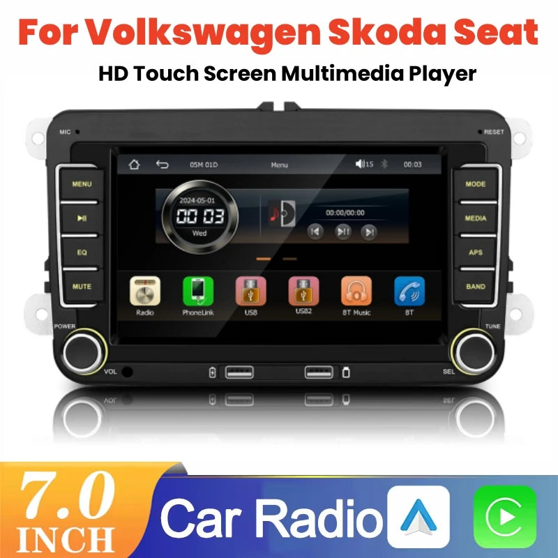 7 Inch Car Stereo MP5 Player Touch Creen BT AM/FM Radio Receiver With Android Auto Carplay | AUTOKITSHOP