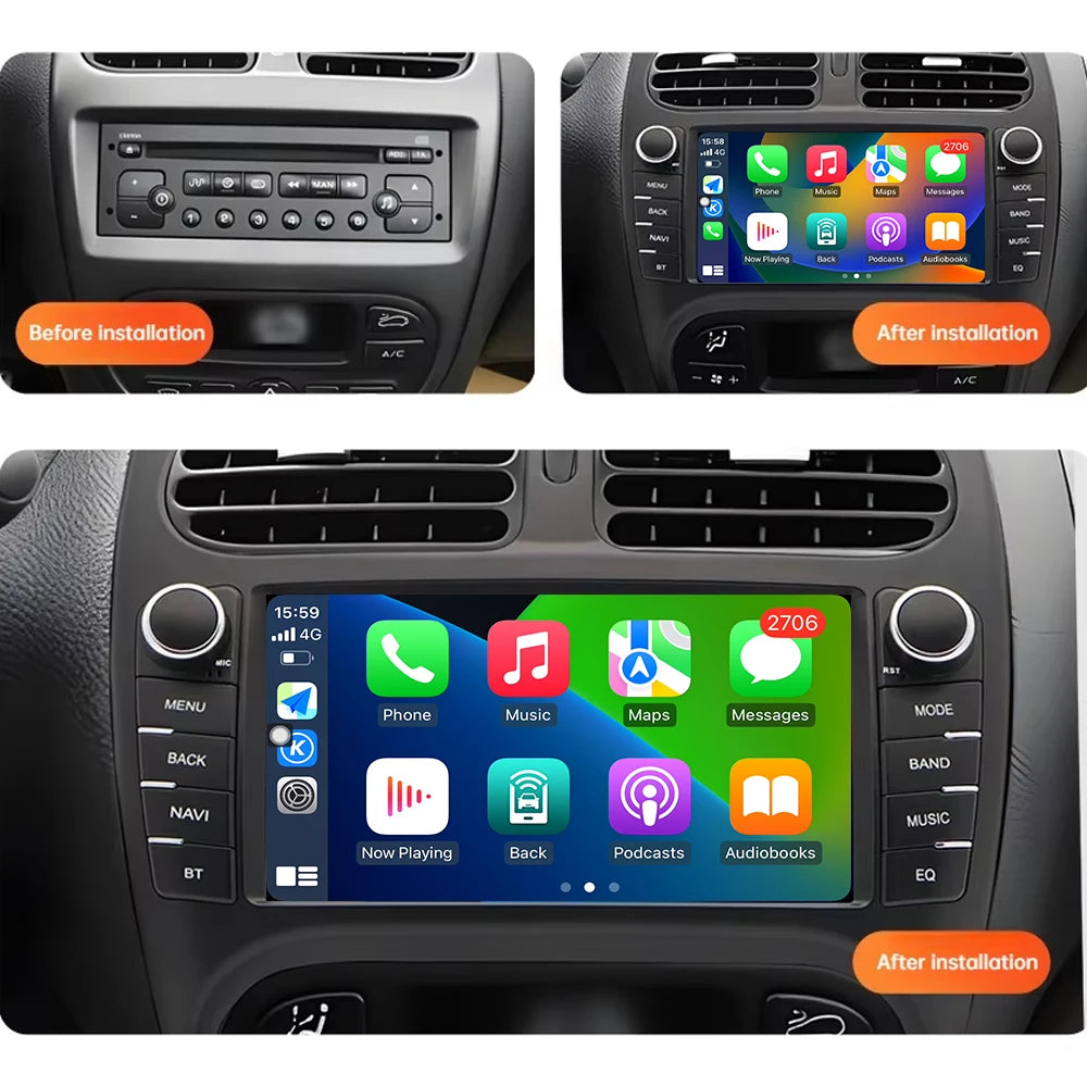 Android 16 Auto For PEUGEOT 206 206CC 206SW 2000-2008 Car Radio Multimedia Player Stereo G