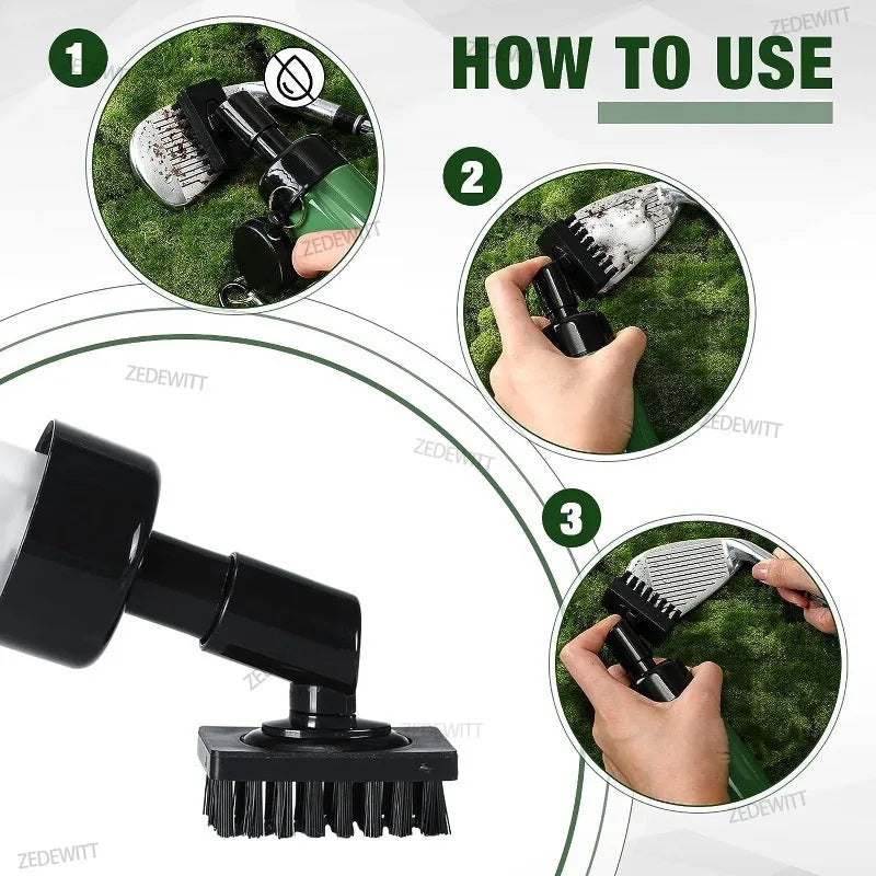 Golf Cleaning Kit Portable Golf Tools Golf Club Groove Cleaner Brush With Leakproof Spray Bottle - Automotive LED Light