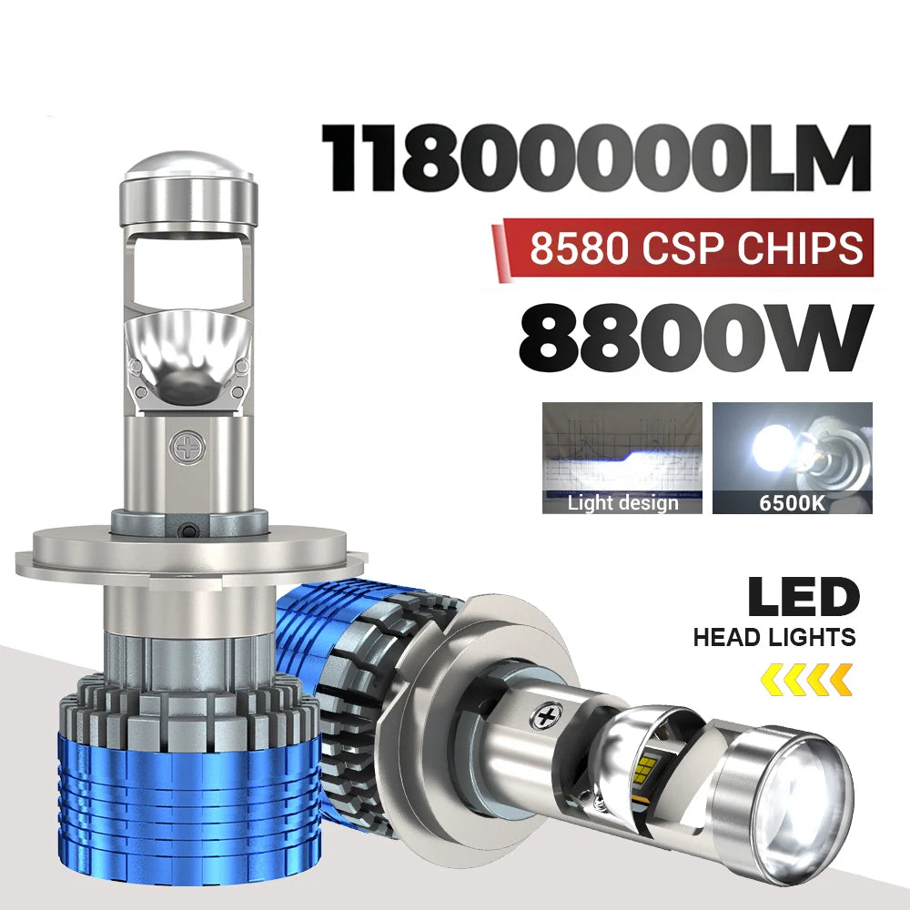 ACTVTCA 8800W 11800000LM H7 Canbus Car Headlight Mini Lens H11 9005 9006 H4 LED Projector