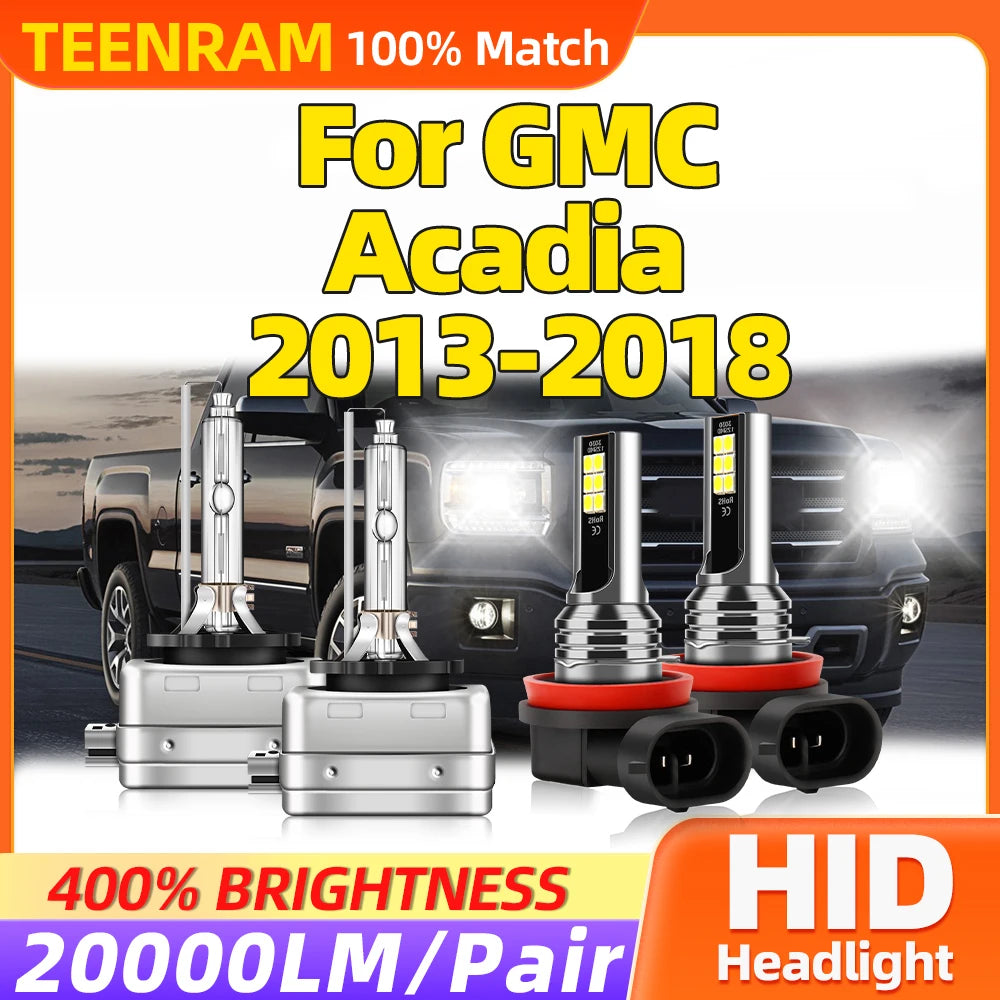20000LM Super Bright HID Xenon Lamps 6000K White 12V Car Headlights 35W Fog Lights For GMC