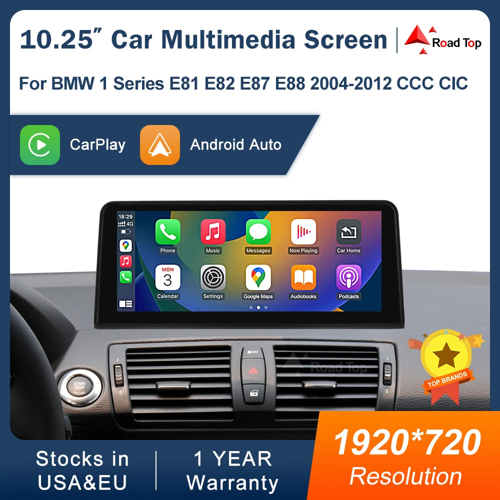 10.25 12.3 Wireless CarPlay Multimedia For BMW 1 Series E81 E82 E87 E88 2004-2012 CCC CIC  | AUTOKITSHOP