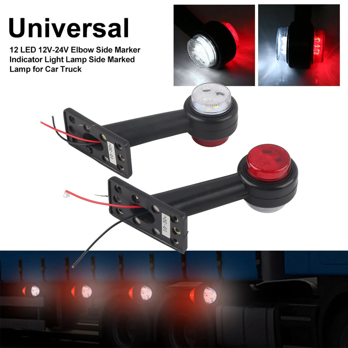 Side Marked Lamp 12 LED 10V‑30V Elbow Side Marker Indicator Light Lamp Side Marked Lamp for Car  - Canbus LED Car Light