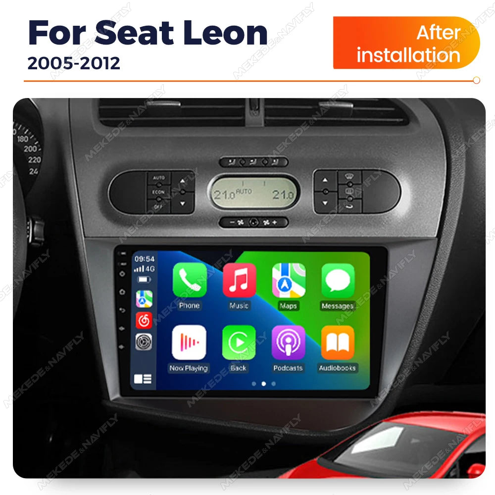 MEKEDE&NAVIFLY Andorid 14 OS Car Radio for Seat Leon 2 2005 - 2012 Wireless Car play auto