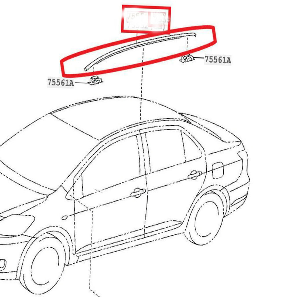 SINOCMP 1Pair L+R Side Roof Drip Moulding Trim Set 75551-52160 75552-52140 For Toyota Yari