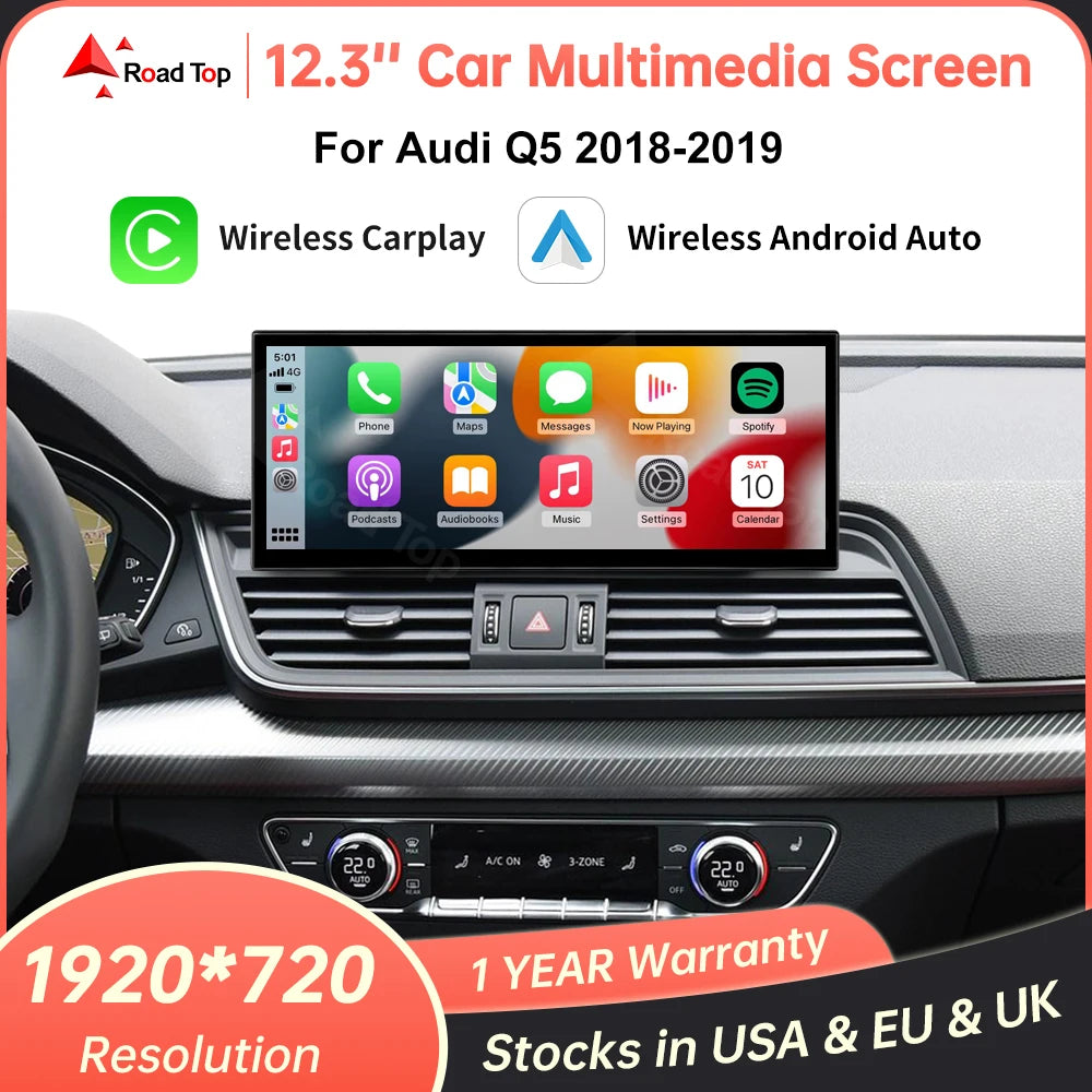 RoadTop Wireless CarPlay Car Multimedia Display Screen For Audi Q5 2018-2019 MIB2 System w | AUTOKITSHOP