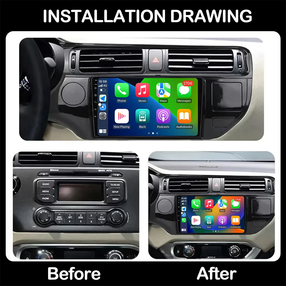 For KIA K3 RIO 2011-2015 Car Radio Video Multimedia Player 4G+WiFi GPS Navigatior BT QLED