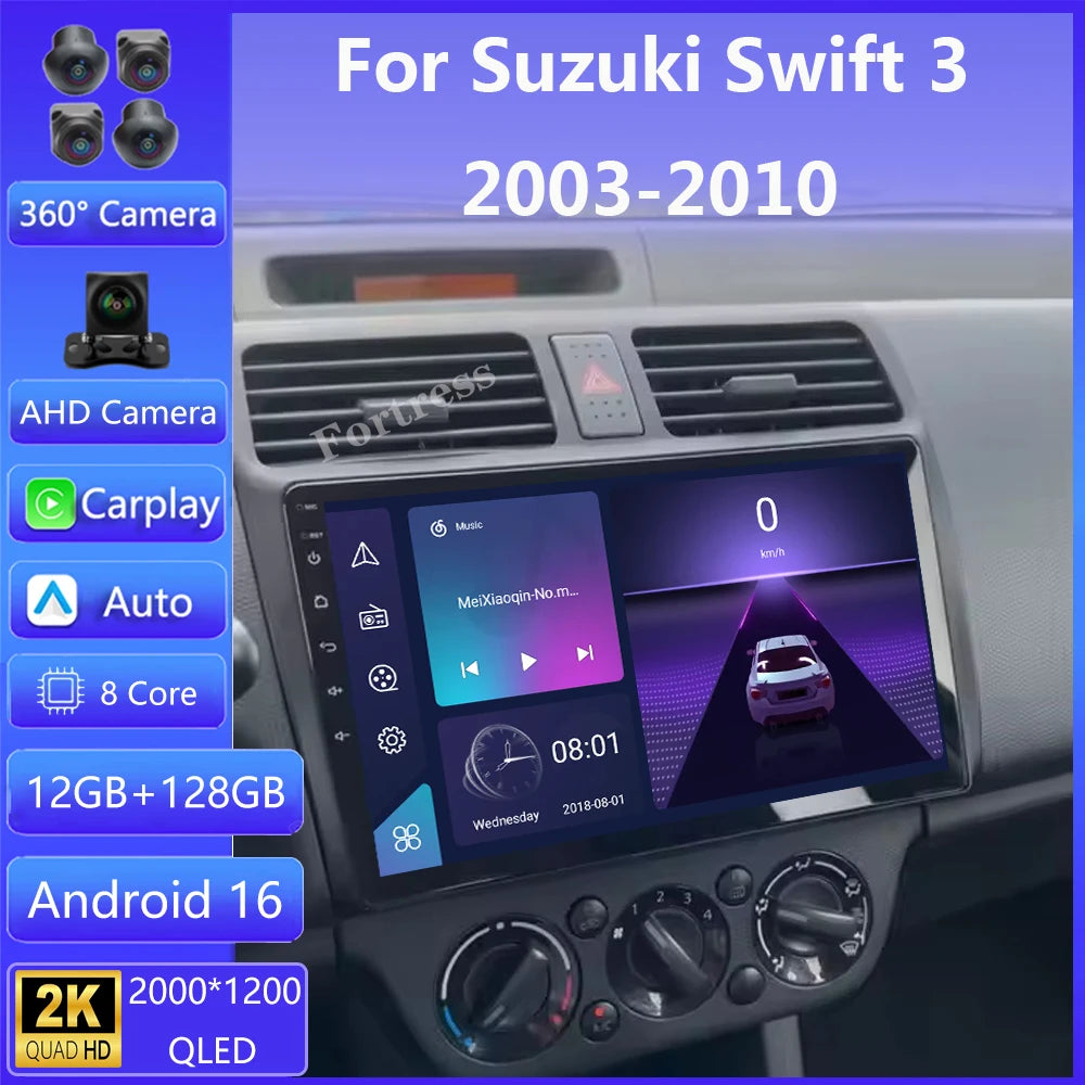 Android 16 For Suzuki Swift 3 2003 - 2010 Car Radio Multimedia Player Carplay and Android