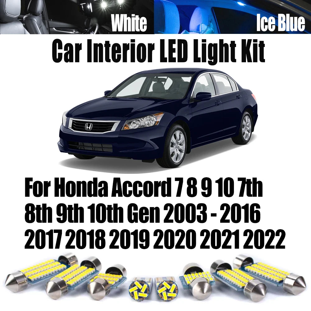 LED Interior Light Kit for Honda Accord 7 8 9 10 7th 8th 9th 10th Gen 2003 - 2018 - Canbus Dome Map Door Trunk Bulbs ...