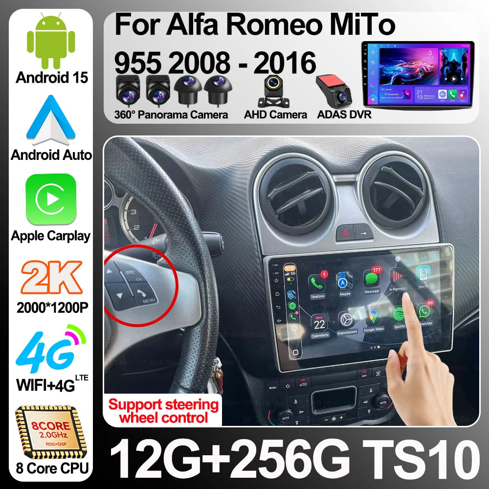 Android 16 Car Multimedia Radio Player For Alfa Romeo Mito 955 2008 - 2016 Gps Navigation  | AUTOKITSHOP