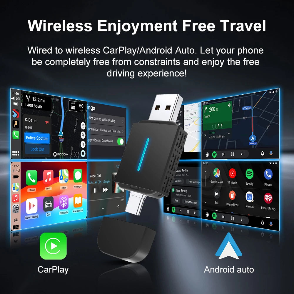 LEXXSON Wireless CarPlay Android Auto 2IN1 Wireless Adapter Smart Mini Box Plug And Play W | AUTOKITSHOP