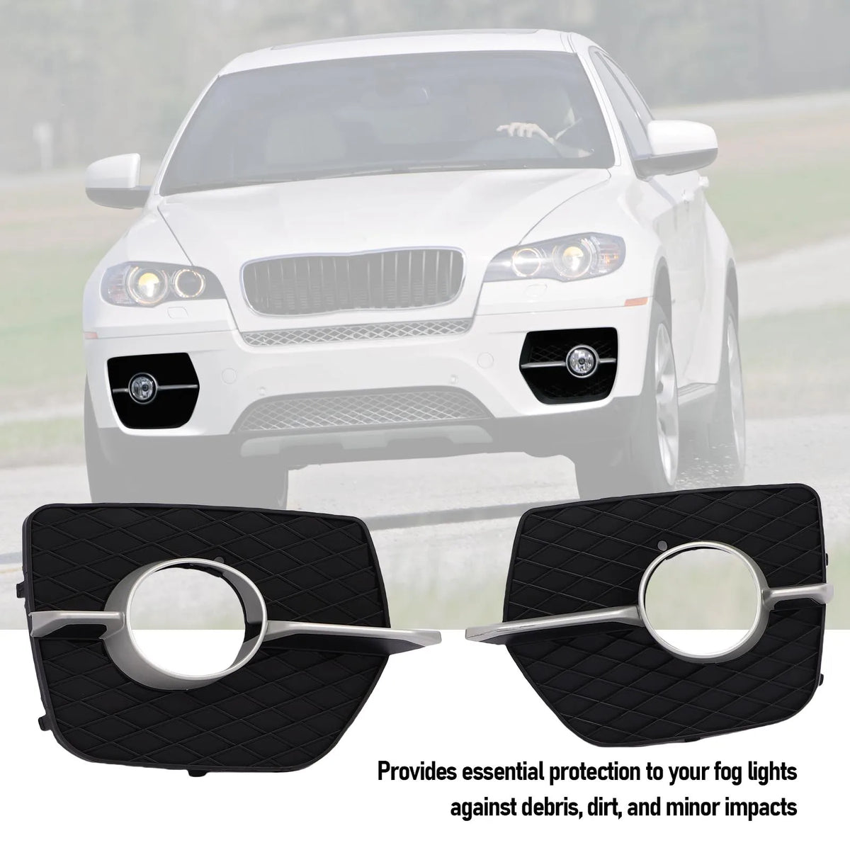 Car Fog Light Bezel Trim Fog Lamp Grill Trim Scratch Proof Long Lasting 51117188 for E72 E71 X6 2008-2014 - Automotive L