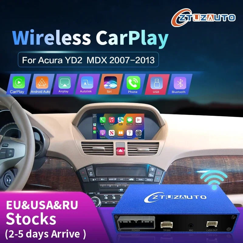 Wireless Carplay For Acura MDX YD2 2007-2013 Single Screen Android Auto Newest TV AI BOX R