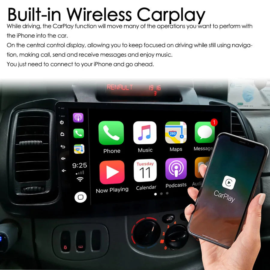 Car Multimedia Video Player For Opel Vivaro Renault Trafic 128GB ROM Android 12 Radio 2Din
