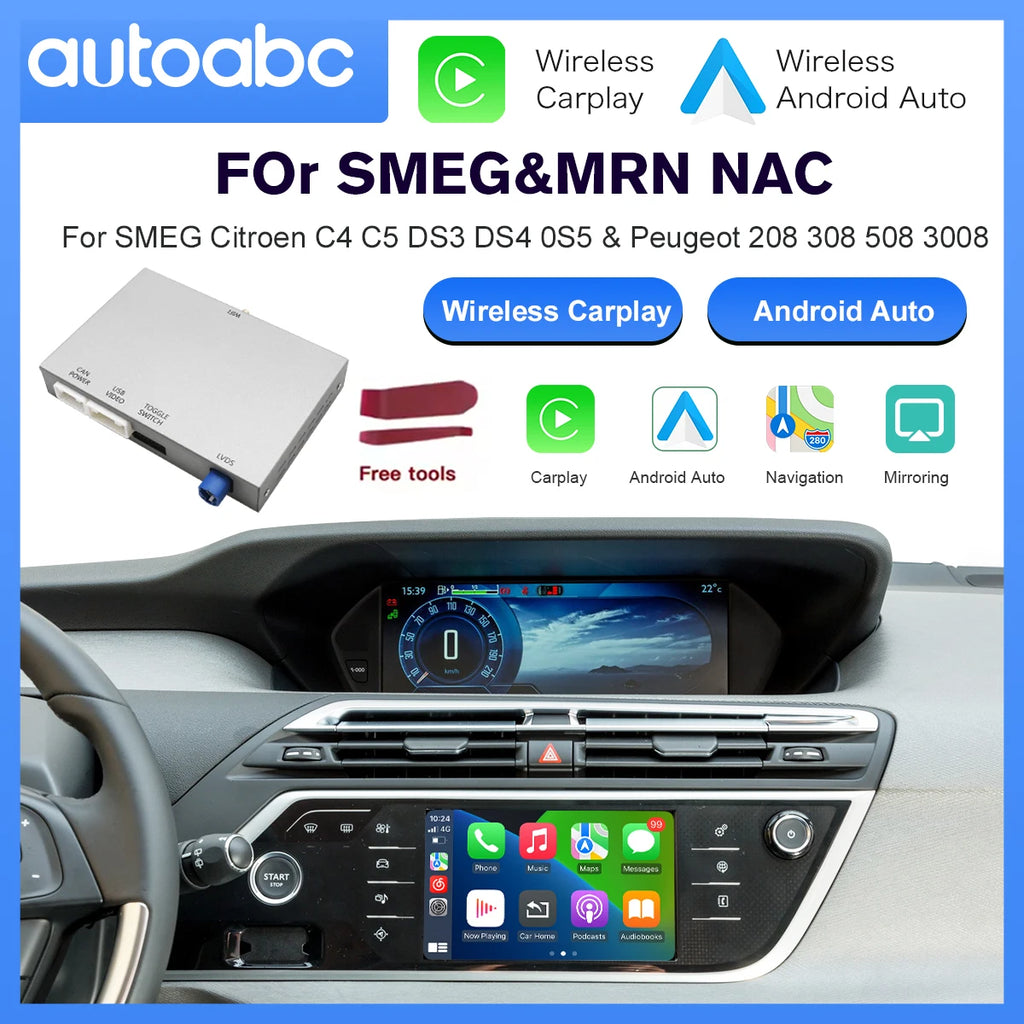 Wireless Carplay Android auto for Peugeot SMEG 208 308 508 3008 Citroën C4 DS3 DS4 DS5 Mul