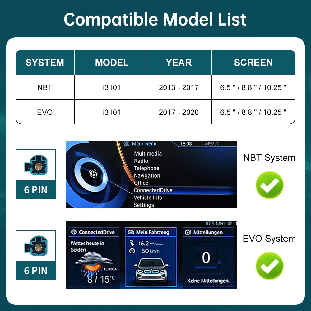RoadTop Wireless CarPlay for BMW I3 I01 NBT EVO 2013-2020 With GPS Android Auto Mirror Lin