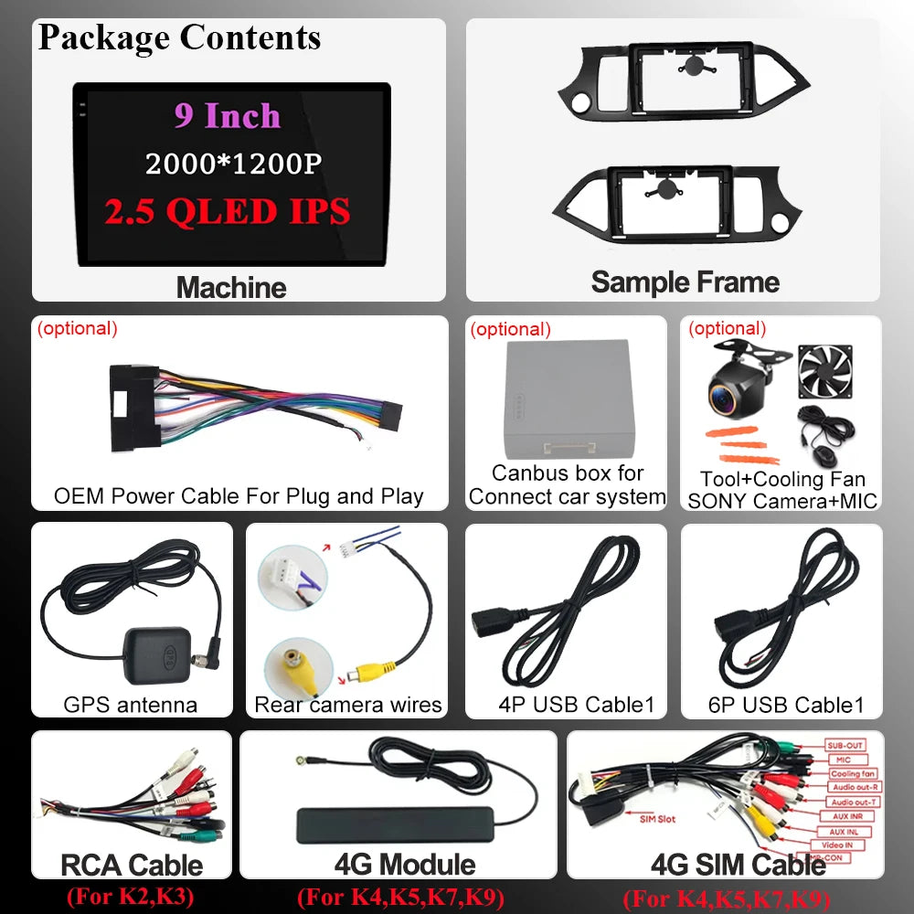 For Kia Picanto Morning 2 2011 2012 2013 2014 2015 2016 Android 16 Carplay Car Radio Multi | AUTOKITSHOP