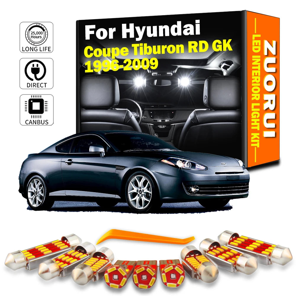 LED Interior Light Kit for Hyundai Coupe Tiburon RD GK 1996-2003 - Canbus Dome Map Door Trunk Bulbs | AUTOKITSHOP