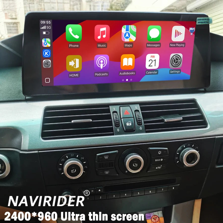 Android Auto GPS Multimedia Screen 2400*960 Car Video For BMW 5 Series E60 E61 2005-2012 C