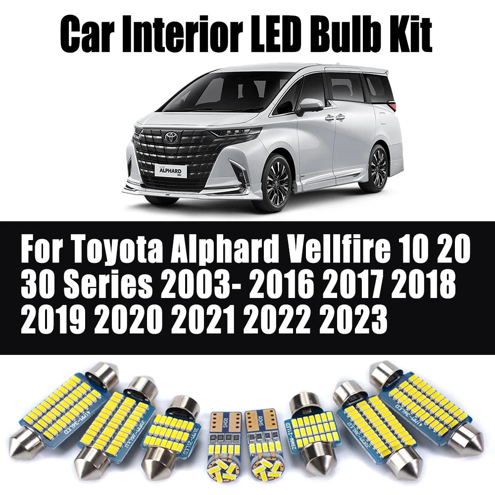 LED Interior Light Kit for Toyota Alphard Vellfire 10 20 30 Series 2003- 2021 - Canbus Dome Map Door Trunk Bulbs | AU...