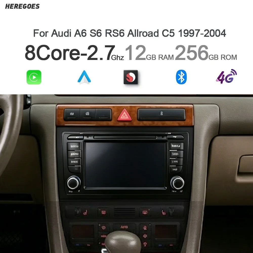 12.3" Car Radio GPS Android 14.0 8-Core 12GB+256GB DSP Carplay Multimedia Player Bluetooth WiFi for Audi A6 S6 RS6 Allro