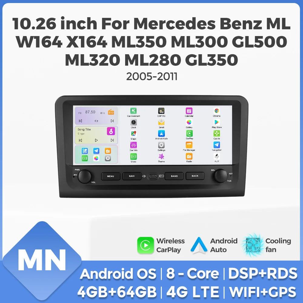 MEKEDE&NAVIFLY 2 Din Car radio For Mercedes Benz ML W164 X164 ML350 ML300 GL500 ML320 ML28