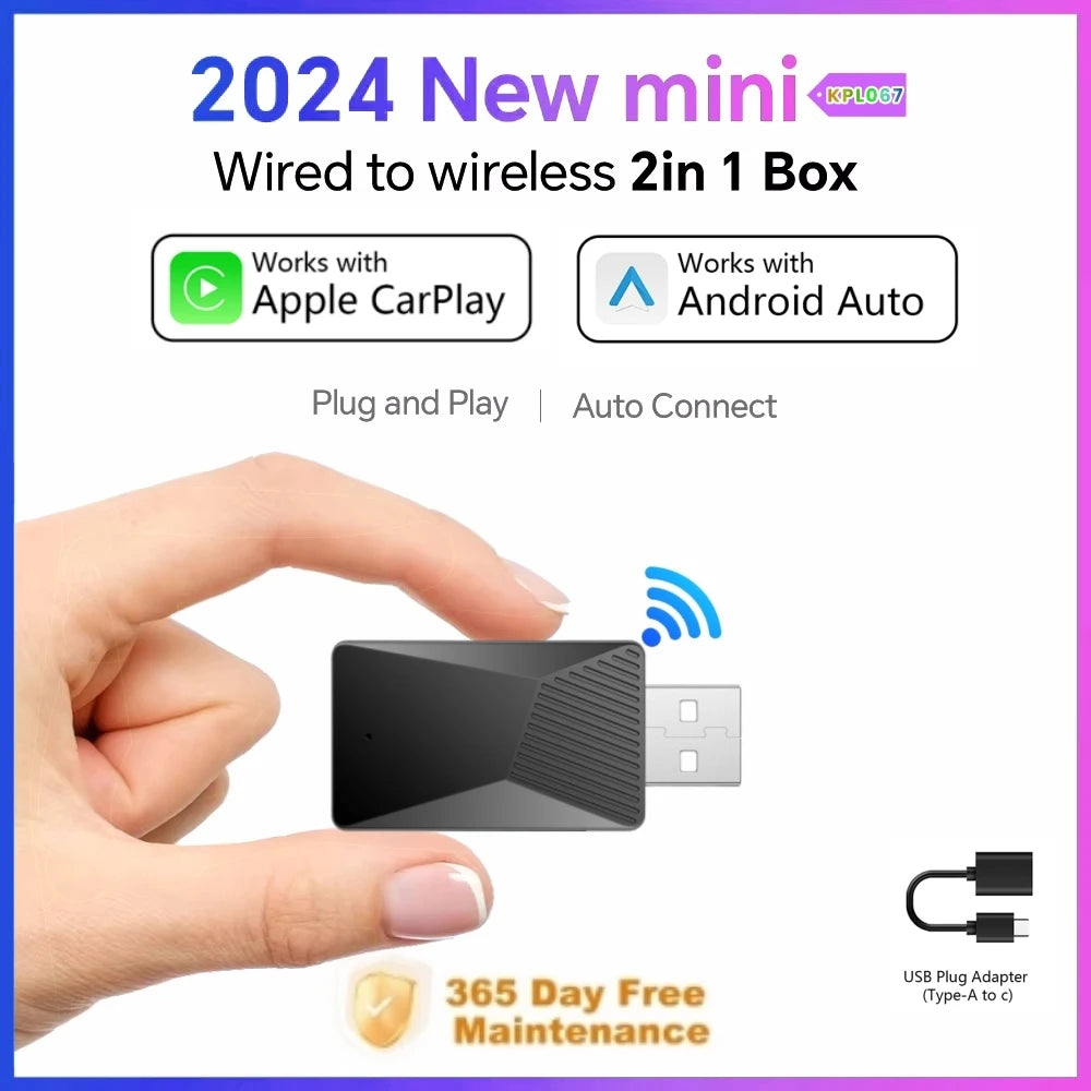 Rhythm 2in1 Wireless Carplay Adapter Android Auto Smart USB Dongle Plug and Play For Havel | AUTOKITSHOP
