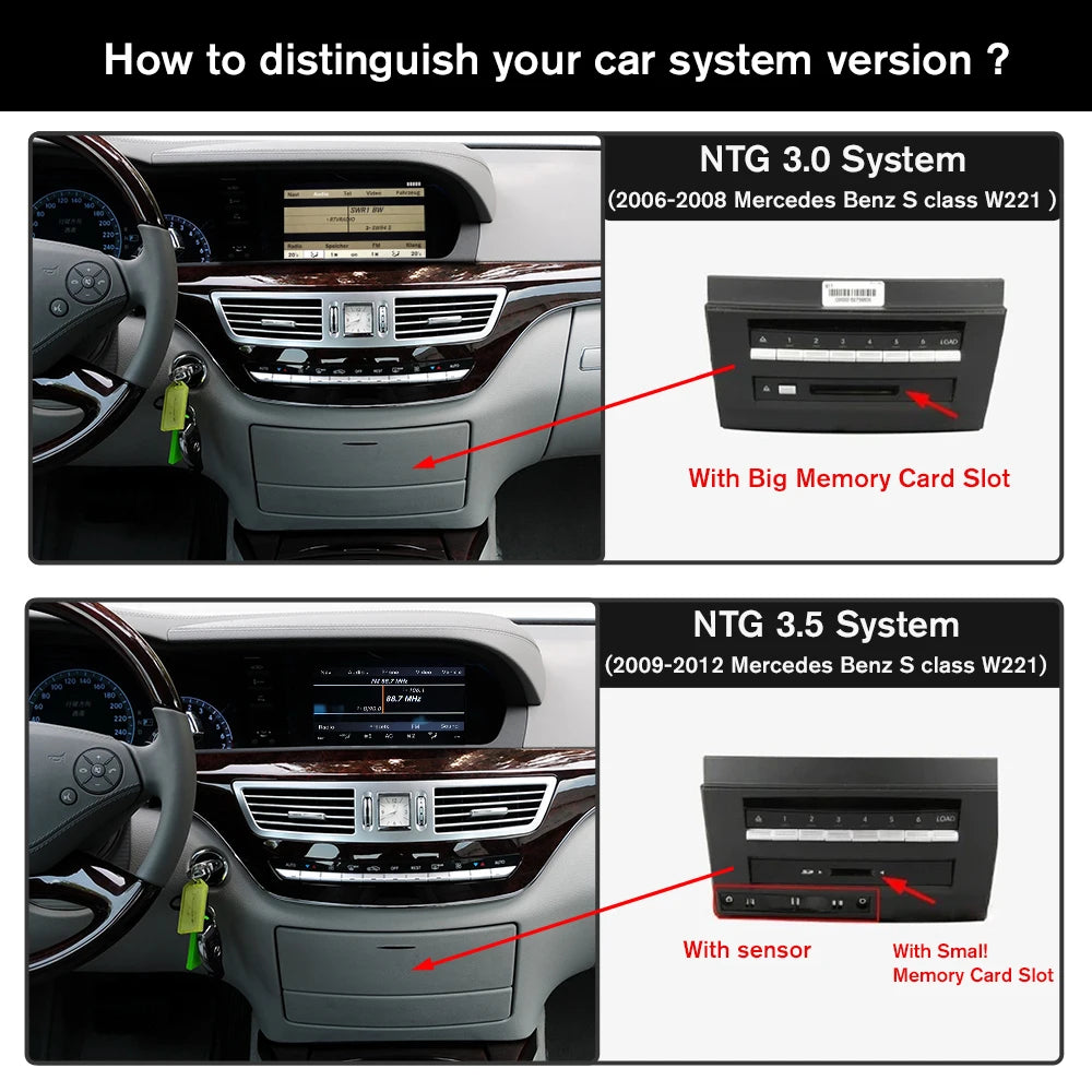 10.25‘’ Wireless CarPlay Android Auto For Mercedes Benz S Class W221 W216 NTG3.0/3.5 Linux