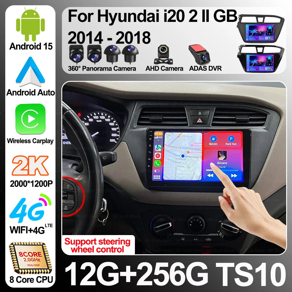 Android 16 For Hyundai I20 2 Ii Gb 2014-2018 Car Radio Multimedia Autoradio Navigation Ste | AUTOKITSHOP