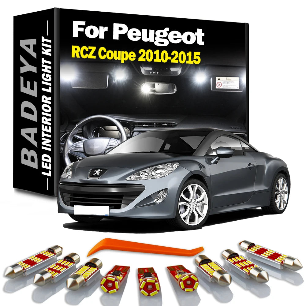 BADEYA 16Pcs For Peugeot RCZ Coupe 2010 2011 2012 2013 2014 2015 Car LED Interior Dome Map