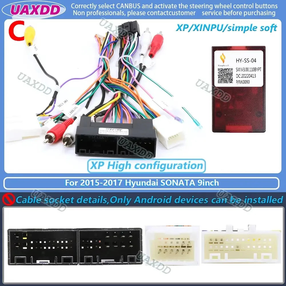 For 2015-2017 Hyundai SONATA 9inch 2 Din Car stereo radio Android frame panel fascia cable