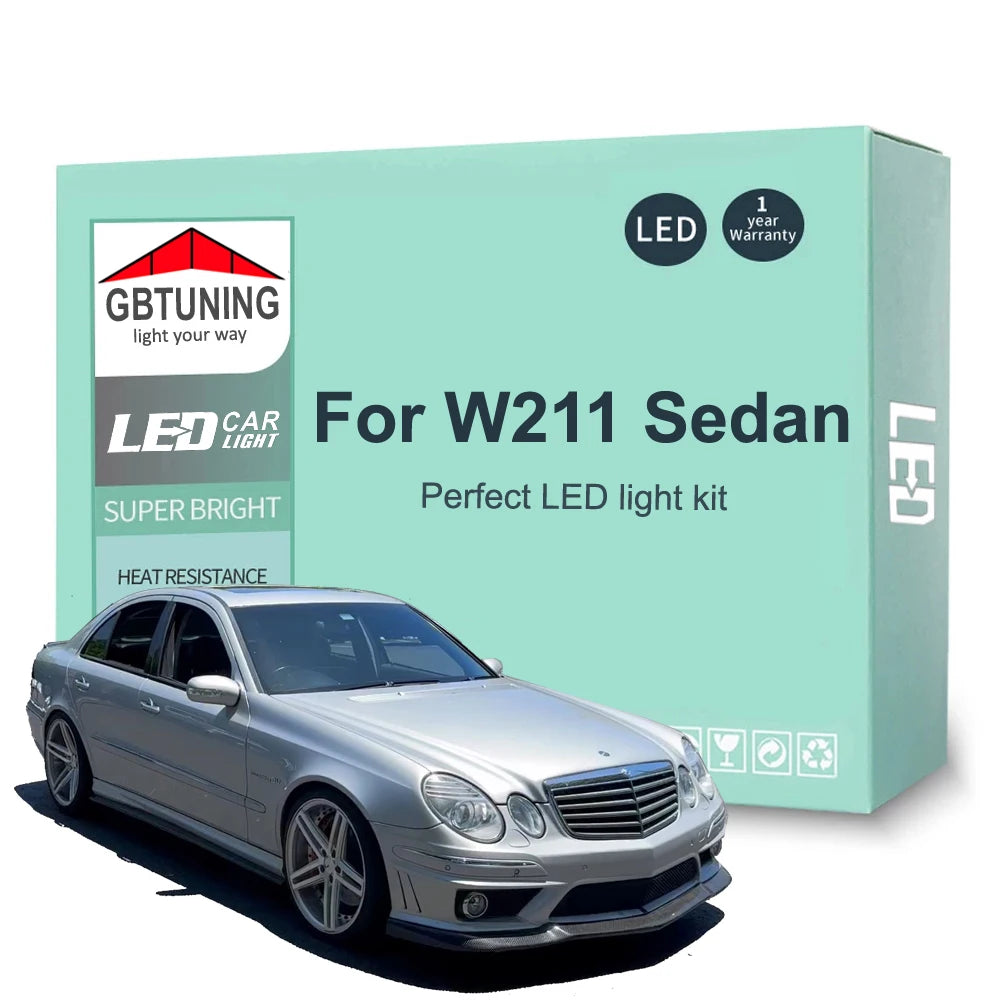 24-Piece LED Interior Light Kit for Mercedes Benz E Class W211 Sedan 2002-2008 - Canbus Dome Map Door Trunk Bulbs | A...