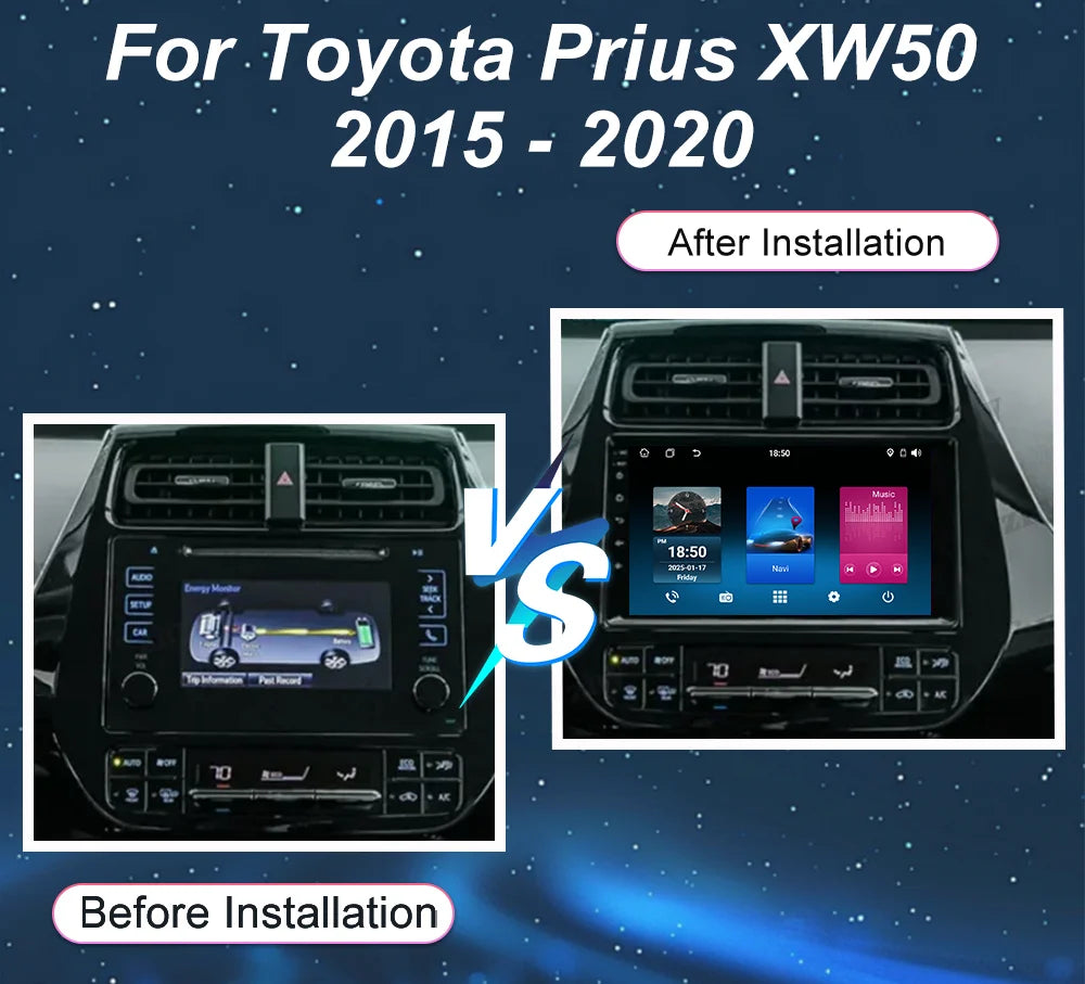 Android 15 Car Radio For Toyota Prius XW50 2015-2020 Multimidia Video Player QLED Touch Sc
