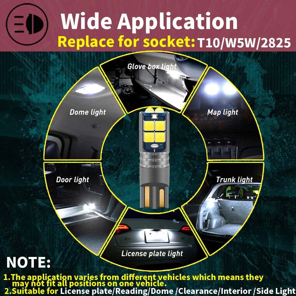 2-Piece LED Interior Light Kit for W5W T10 - Canbus Error-Free Interior Bulbs
