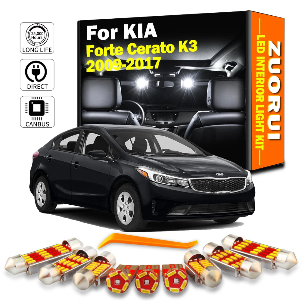 13-Piece LED Interior Light Kit for KIA Forte Cerato K3 - Canbus Error-Free Bulbs | AUTOKITSHOP