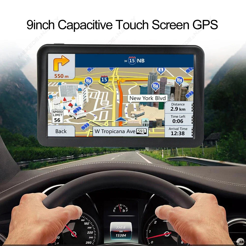 9 Inch Car GPS Navigation Touch Screen Truck Sunshade Sat Nav 256M+8G 2025 Europe Map Navi