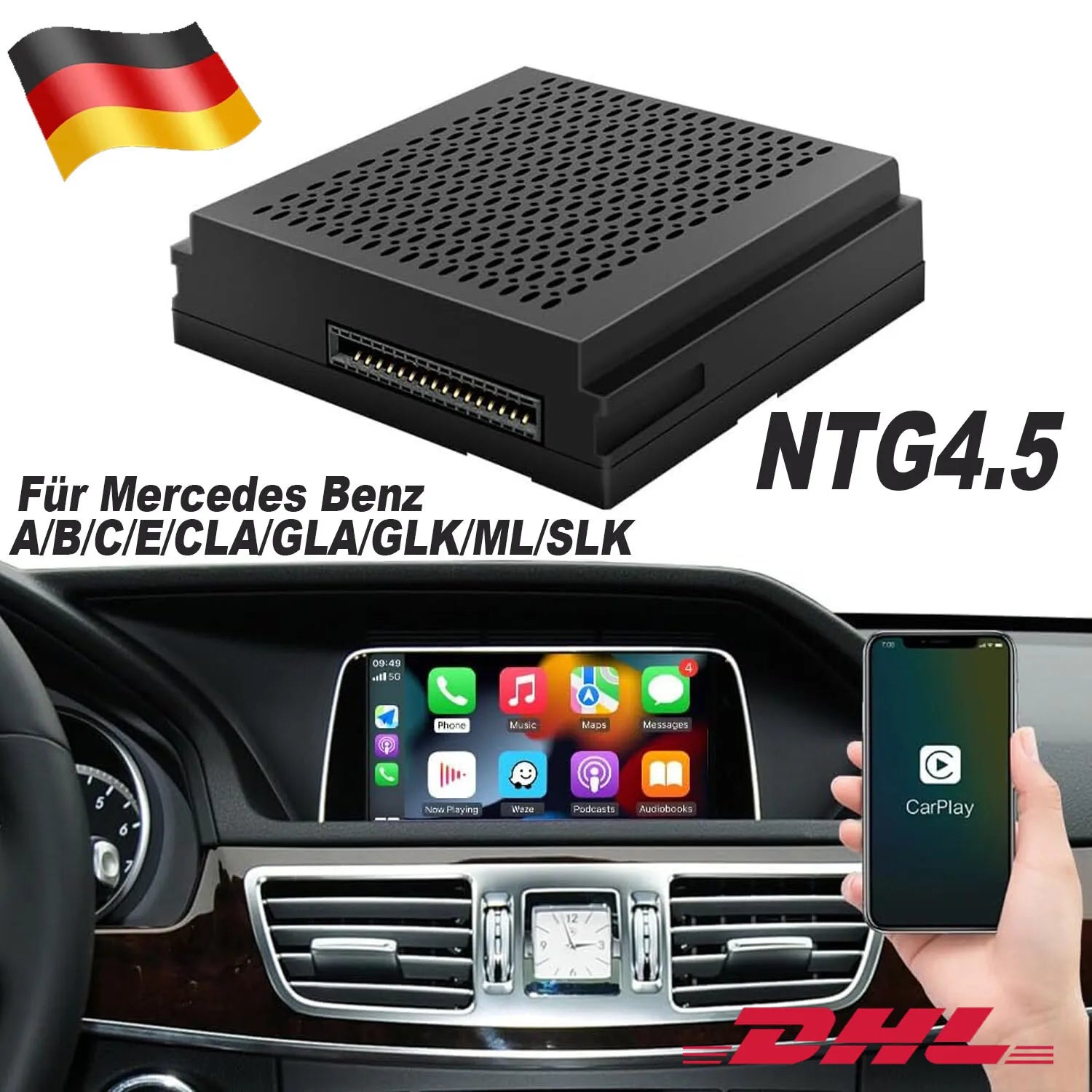 Wireless CarPlay Android Auto NTG 4.5 System 2011-2015 Mercedes Benz A B C E Class GLA CLA