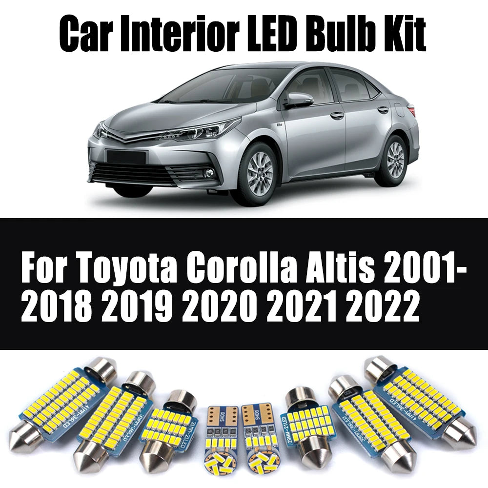 LED Interior Light Kit for Toyota Corolla Altis 2001- 2018 - Canbus Dome Map Door Trunk Bulbs | AUTOKITSHOP