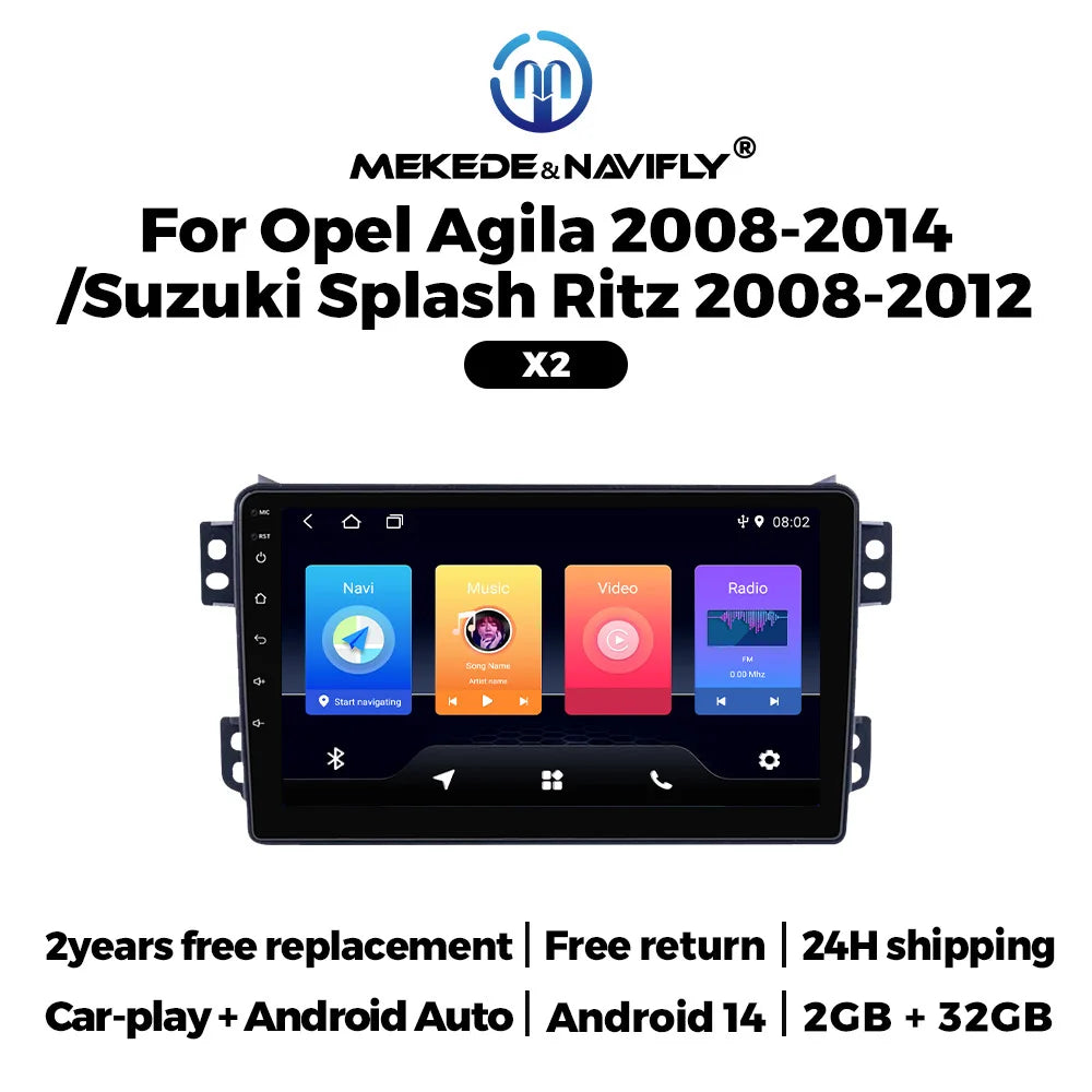 Android 14 Carplay Auto Touch Screen Car Radio for OPEL Agila SUZUKI Splash Ritz 2008 - 20 | AUTOKITSHOP