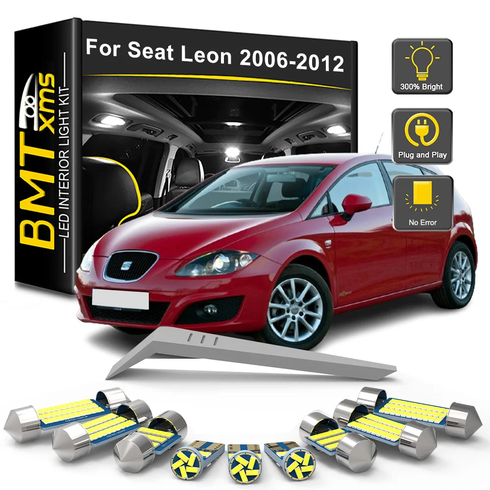 13-Piece LED Interior Light Kit for Seat Leon 2 MK2 1P - Canbus Error-Free Bulbs | AUTOKITSHOP