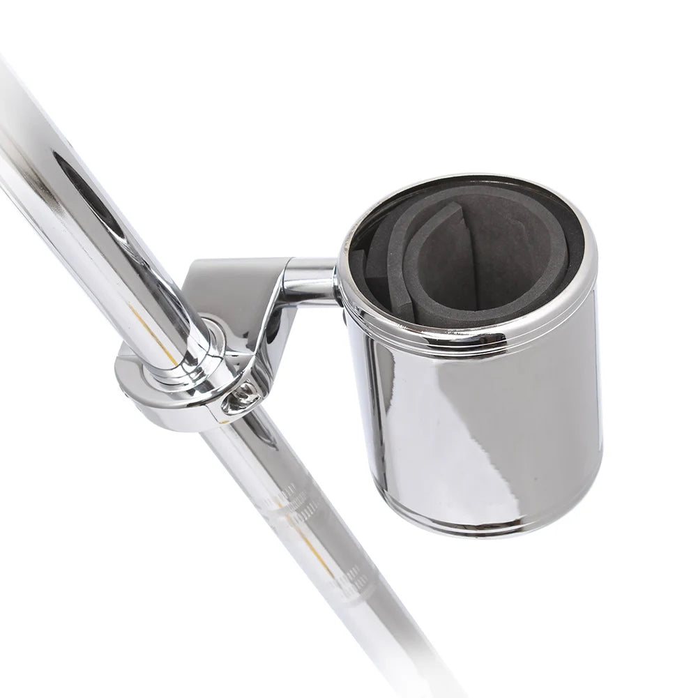Motorcycle Universal 7/8" 1'' 1.25'' Cup Holder Chrome Handlebar Drink Bottle Holder For Harley  - Automotive LED Light