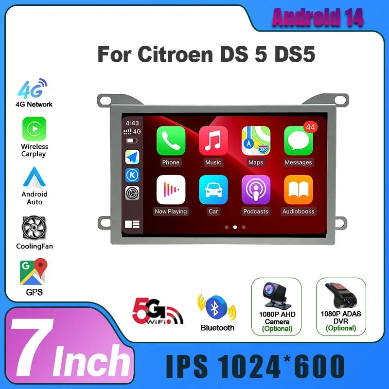 7inch Autoradio For Citroen DS 5 DS5 Head Unit Radio Stereo GPS Navigation Carplay Multime