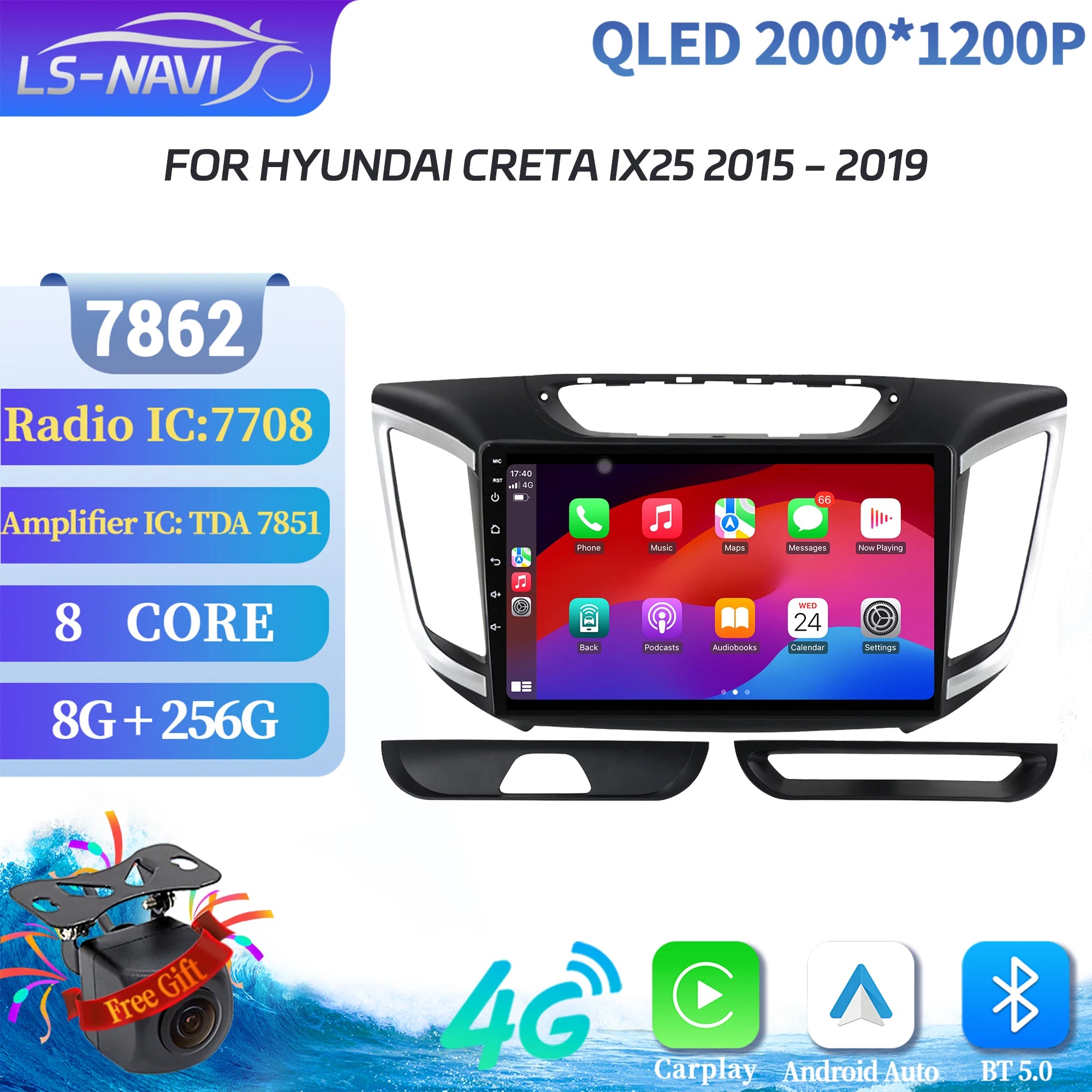 Android 14 For Hyundai Creta IX25 2015-2019 Auto Car Radio Multimedia Navigation Wireless